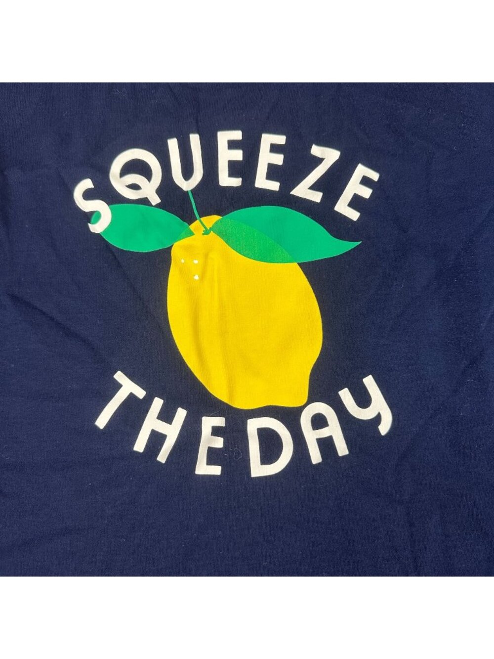 Kim Rogers Womens Squeeze The Day Navy Graphic Tee XXL Relaxed Fit Crewneck